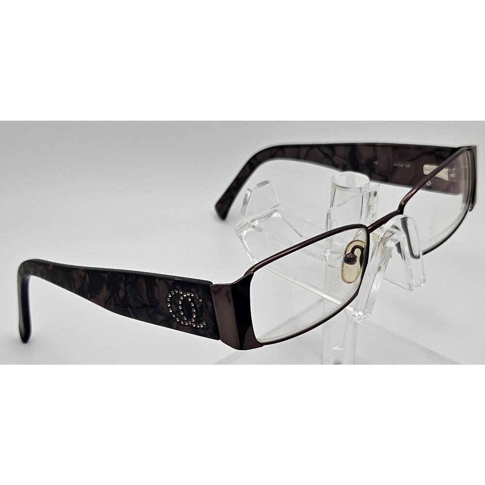 Oleg Cassini OC0132 200 ITM Sunglasses Brown Marble Rhinestone Logo 51-18-140 K6
